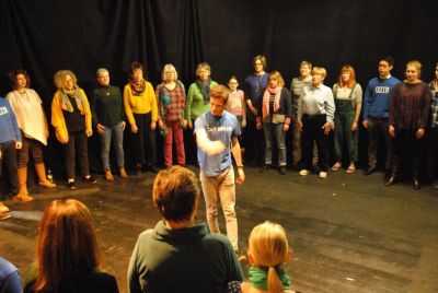 Out of the Blue performing at the Theatre Workshop